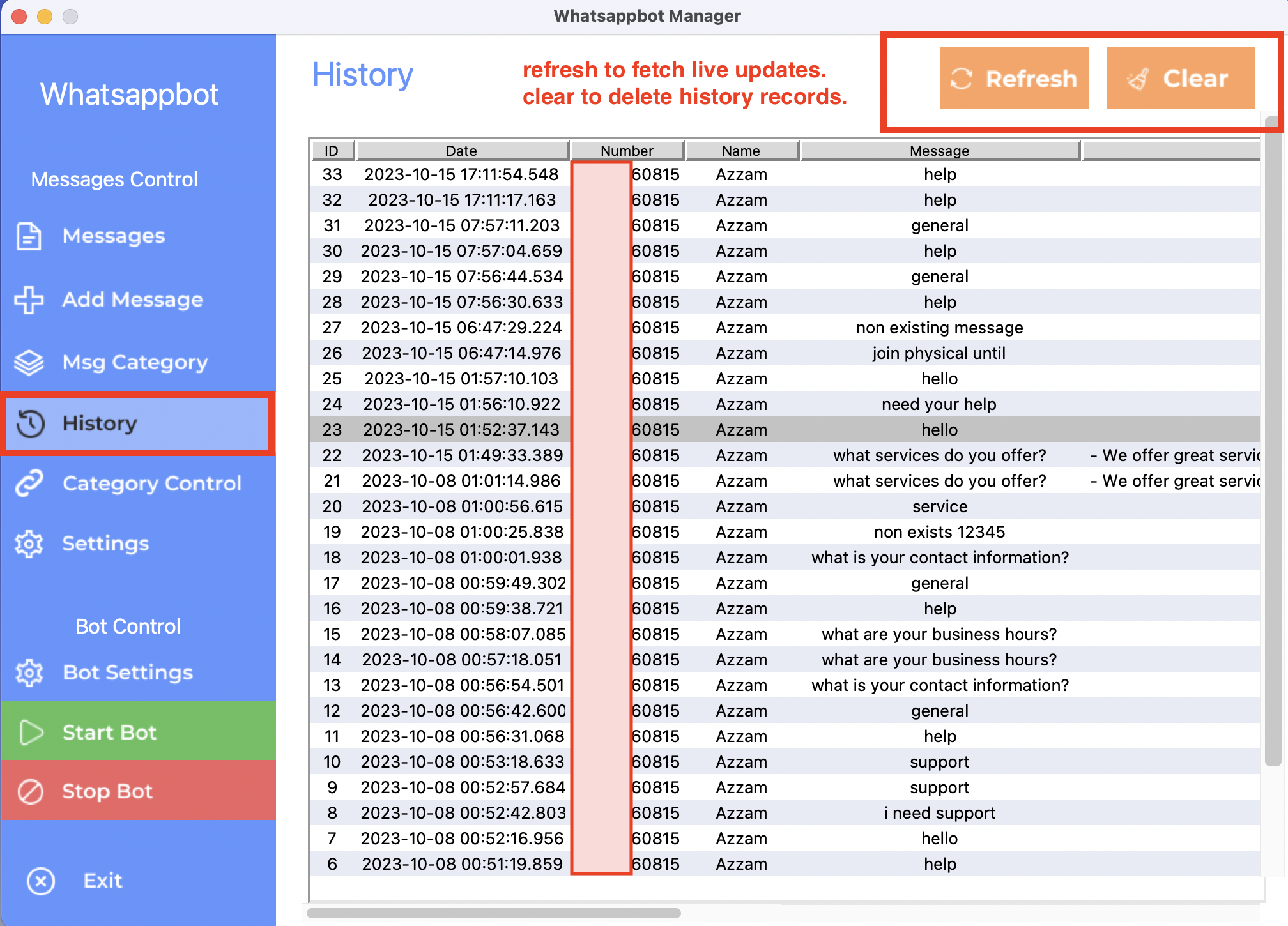 History Tracking