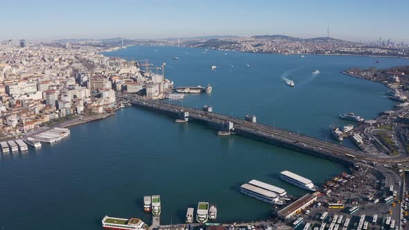 Istanbul Galata Bridge Aerial View 2