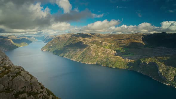 View from Preikestolen Mountain in Norway