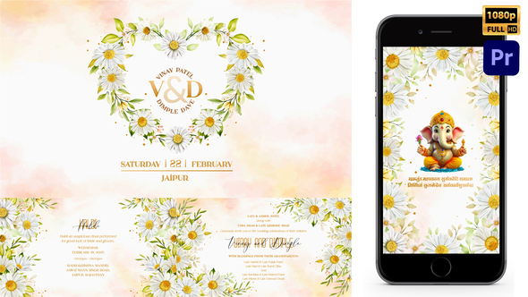 Indian Floral Wedding Invitation_Daisy_MOGRT