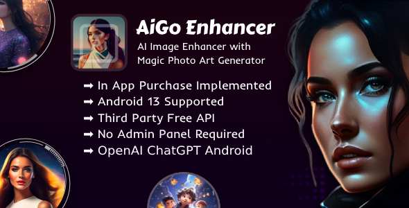 AiGO Enhancer : AI Image Editor with Magic Photo Art Generator | In app purchase | Admob