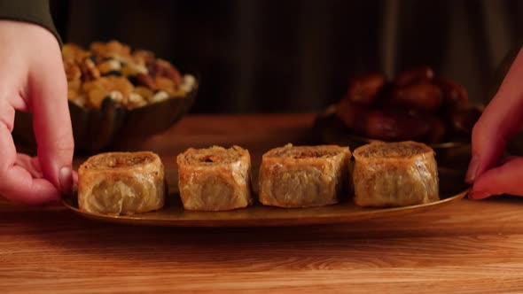 Turkish Sweet Dish Baklava Closeup