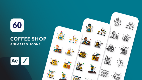 Coffee Shop Animated Icons | After Effects alt