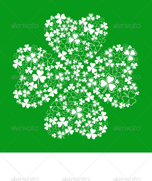 Vector Green Greeting Card with Clover Shamrock