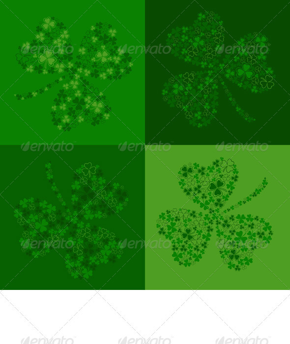 Vector Green Seamless Background with Clover