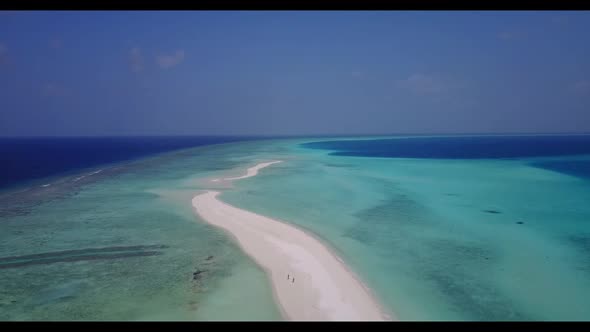 Aerial drone shot sky of exotic bay beach journey by aqua blue water and white sand background of a 