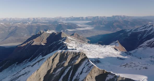 Drone Over Kitzsteinhorn Mountain Peaks