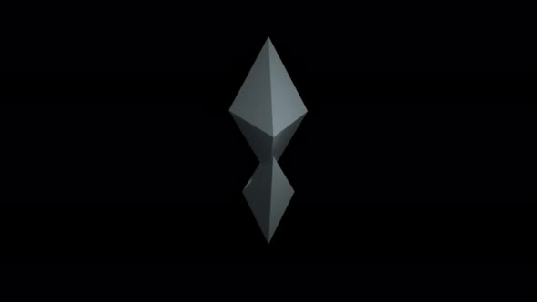Ethereum Rotating Icon on Black Isolated Background