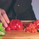 Chef Slicing Red Paprika on Cutting Board - VideoHive Item for Sale