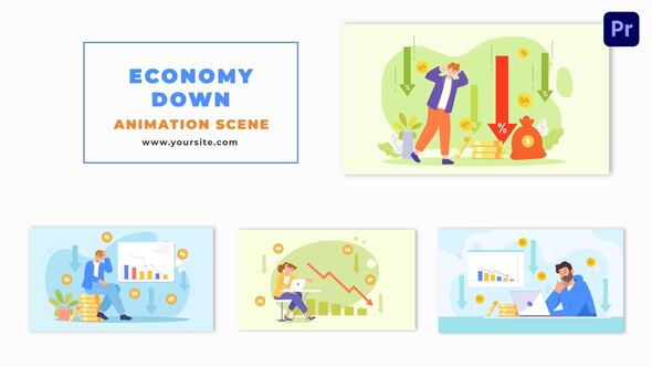 Stock Market Crash 2D Flat Vector Animation Scene