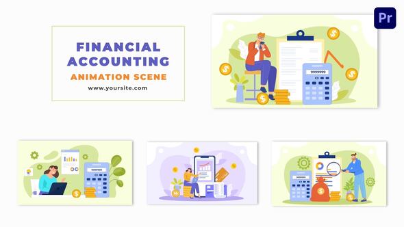 Financial Accounting Vector Character Animation Scene