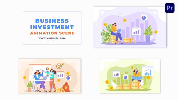 Money Investment Cartoon Flat 2D Character Animation Scene