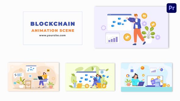 Blockchain Technology Flat Vector Animation Scene