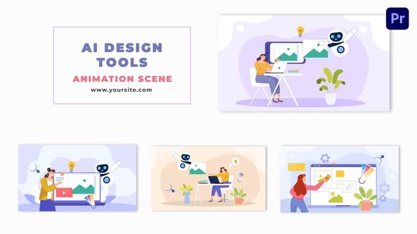 Vector AI Design Tool Flat Animation Scene