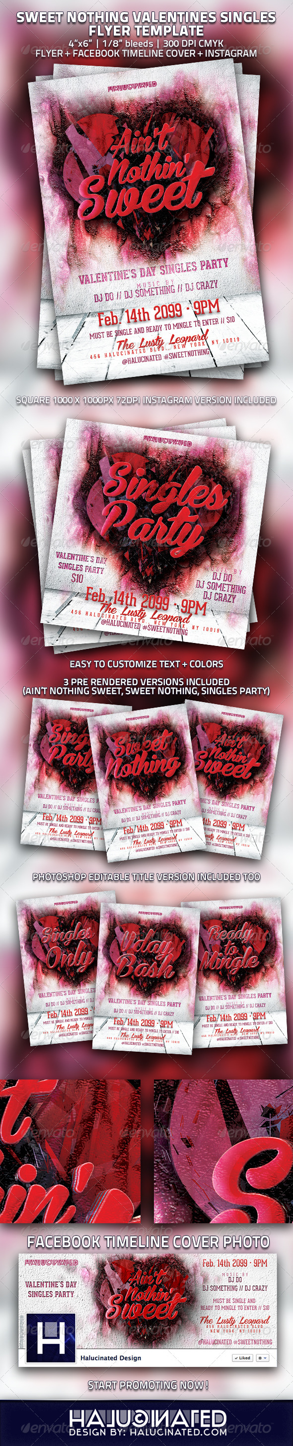 Sweet Nothing Valentines Singles Flyer Template