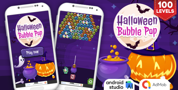 Halloween Bubble Pop – Bubble Shooter Game Android Studio Project with AdMob Ads + Ready to Publish