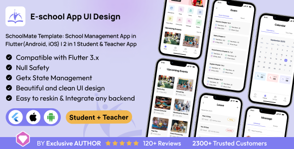 SchoolMate Template: School Management App in Flutter(Android, iOS) | 2 in 1 Student & Teacher App