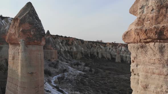 The Valley of Love in Goreme Cappadocia Turkey During the Freezing Winter Months