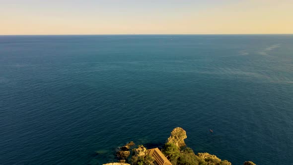 Taormina Sicily Isola Bella Beach From the Sky Aerial View Voer the Island and the Beach By Taormina