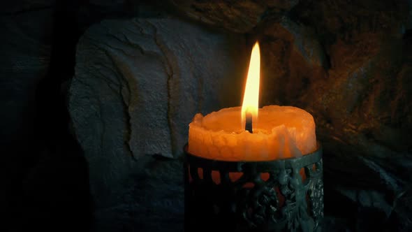 Candle Burns And Blown Out In Medieval Or Fantasy Setting