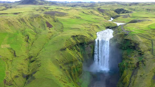 Flying Over Skogafoss, Iceland's Famous Ring Road Waterfall