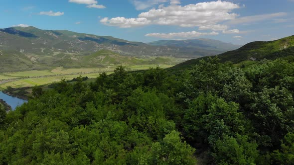 Aerial Panoramic View of Scenic Mountain Landscape in Albania