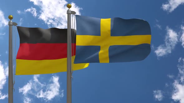 Germany Flag Vs Sweden On Flagpole