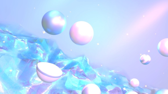 Abstract Glossy Terrain And Spheres