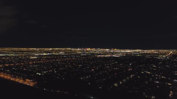 Las Vegas Cityscape at Night. Nevada, USA. Aerial View