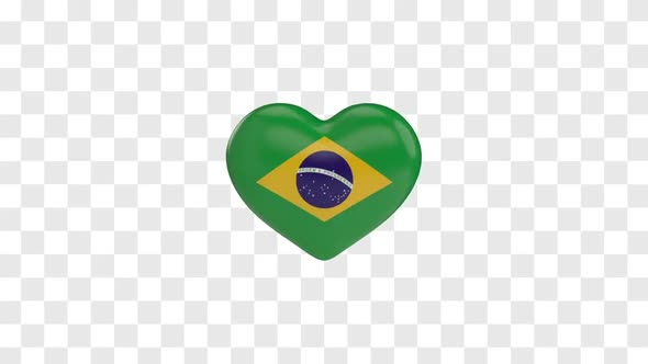 Brazil Flag on a Rotating 3D Heart