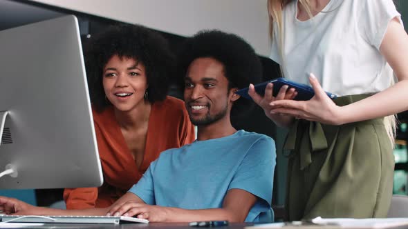 African coworker carefully listening to advice 