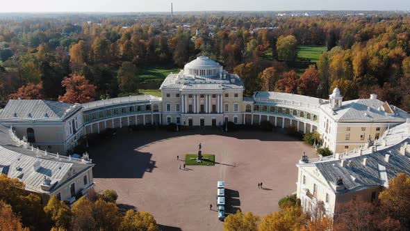 Pavlovsk Palace Museum Among Autumn Park Near Wide River