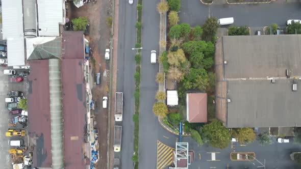 Industrial Factory Road Aerial Drone