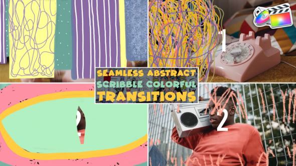 Seamless Abstract Scribble Colorful Transitions | FCPX alt