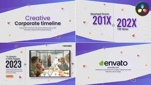 Creative Corporate Timeline Slideshow for DaVinci Resolve