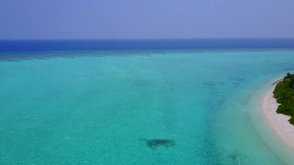 Aerial scenery of exotic shore beach by water and sand background