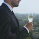 Successful Businessman Drinking Champagne Glass on Office Terrace, Celebration - VideoHive Item for Sale