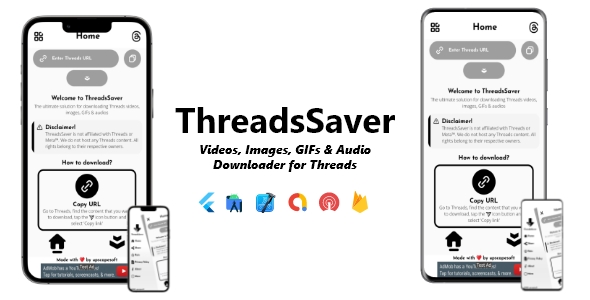 ThreadsSaver - Threads Videos, Images, GIFs & Audios Downloader | ADMOB, ONESIGNAL, FIREBASE