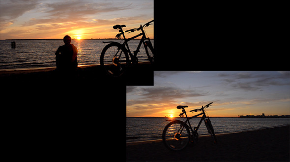 Man And Bicycle On The Coast At Sunset