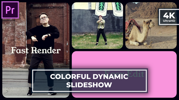 Colorfull Multiscreen Opener | Gallery Slideshow MOGRT for Premier Pro
