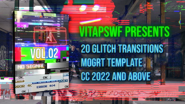 Glitch Transitions Vol. 02 | MOGRT
