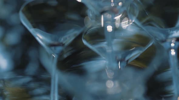 Glasses for Champagne Are Arranged By a Slide