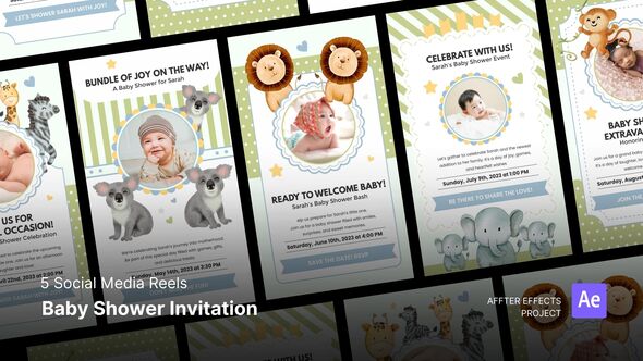 Social Media Reels - Baby Shower Invitation After Effects Template