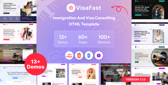 Visafast - Immigration and Visa Consulting HTML Template