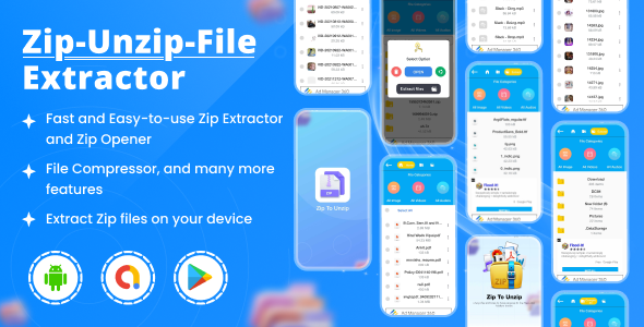 Zip Unzip files extractor - Zip Files Archiver - Zip File Reader - Unzip Archiver - Zip Maker