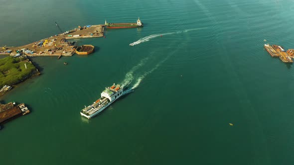 Cargo Ship in the Blue Sea, Cebu, Philippines