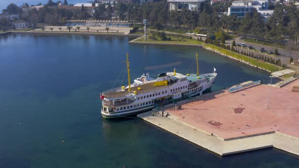 Istanbul Maltepe Bosphorus Aerial View Ferryboat Docked