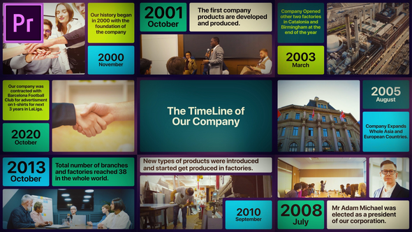 Corporate Company Timeline Slideshow MOGRT for Premier Pro