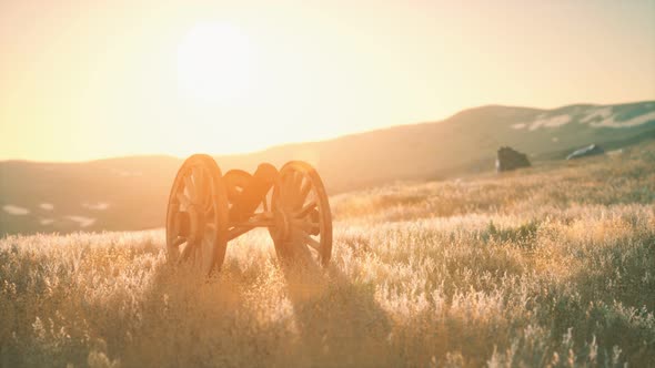 Historic War Gun on the Hill at Sunset alt