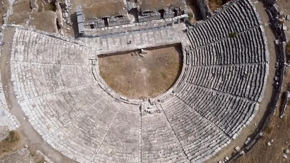 Drone view of the Aphrodisias - an ancient city in Turkey